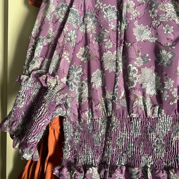 ALEXIS short puff sleeve Lavendar floral print maxi dress sz small - Picture 6 of 10